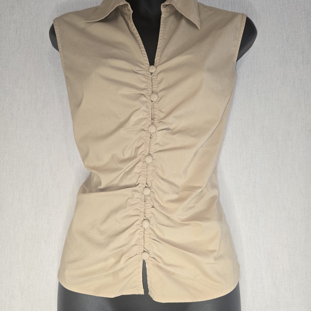 Apostrophe Tan Button-Front Blouse - image 8